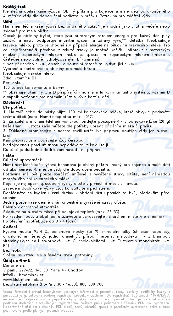 Hami Moje první kaše rýžová nemléčná 170g 4m+