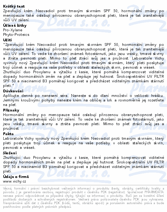 VICHY NEOVADIOL Zpevňující krém SPF50 50ml