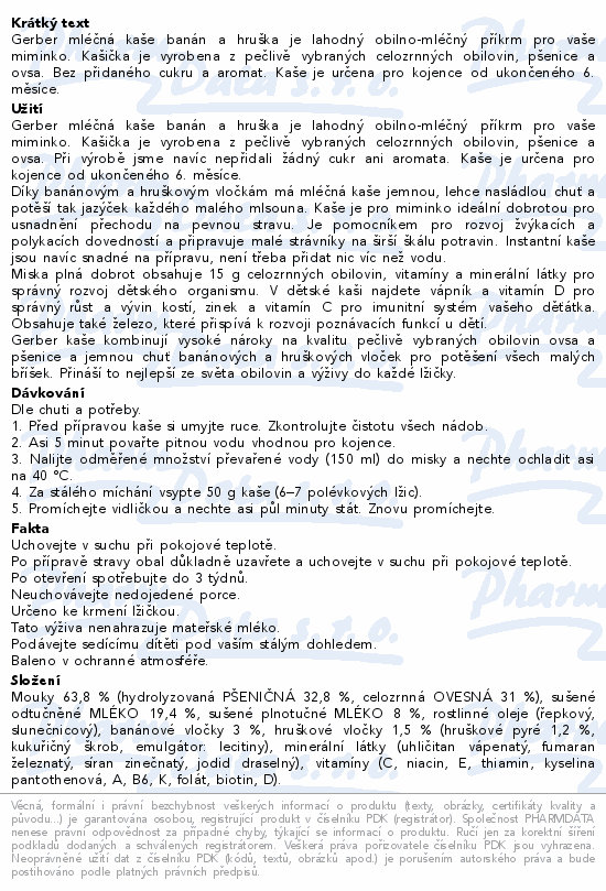 Gerber Ml.kaše na dobrou noc hruška banán 200g 6m+