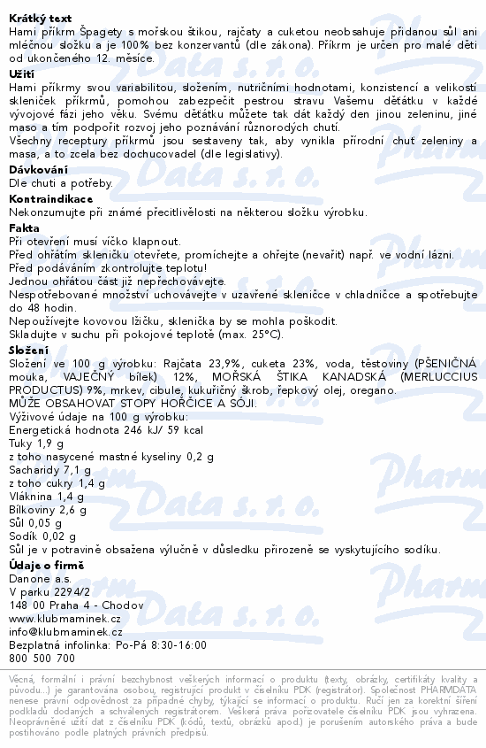 Hami Špagety s mořs.štikou rajč.cuket.250g 12m+