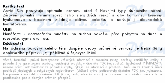 Astrid SUN Senstive dětské opal.mléko SPF50+ 150ml