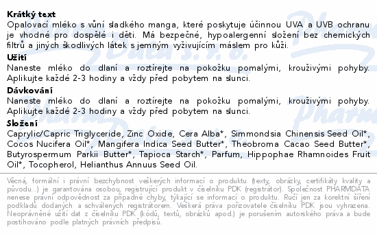 Wooden Spoon Opalovací mléko Mango SPF50 100ml