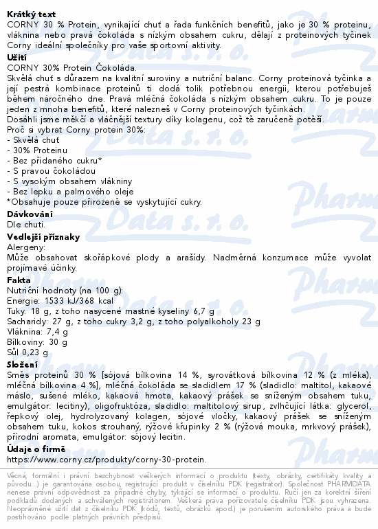 CORNY 30% PROTEIN Čokoláda 50g