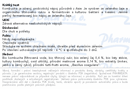 The Gutsy Captain Kombucha malina BIO 1l