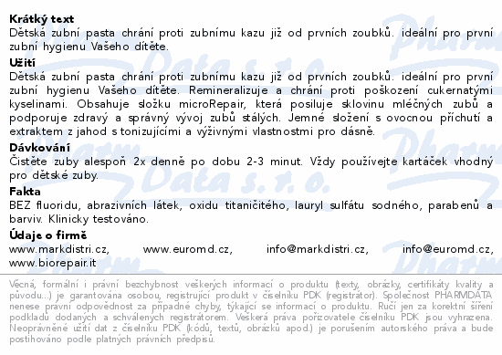 Biorepair Kids 0-6 zubní pasta jahoda 50ml