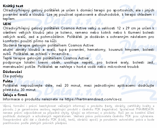 Hartmann Cosmos Active hot/cold gelový pol.12x29cm
