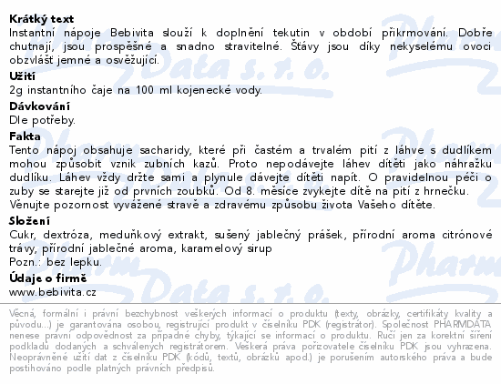 Bebivita jablečno-meduňkový instantní čaj 6m 200g