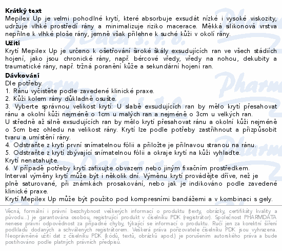 Mepilex Up silikonové krytí sterilní 10x20cm 5ks