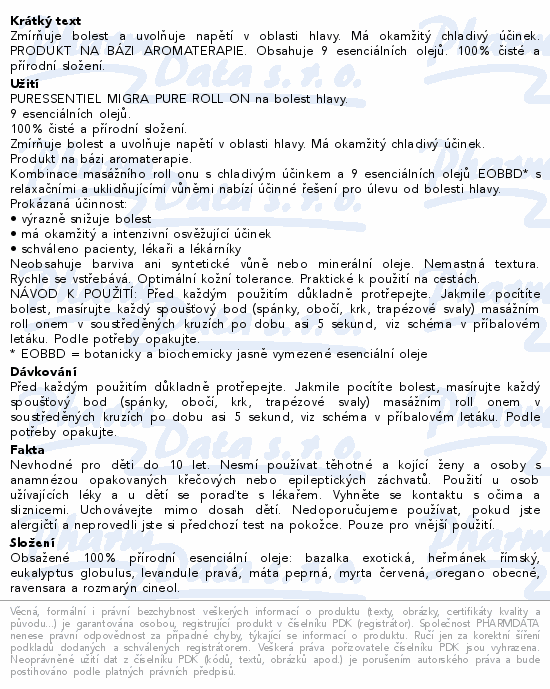 PURESSENTIEL Roll-on proti bolesti hlavy RENO 5ml