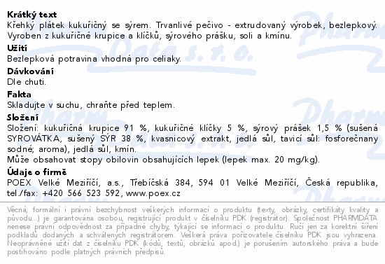 POEX Křehký plátek kukuřičný se sýrem 65g