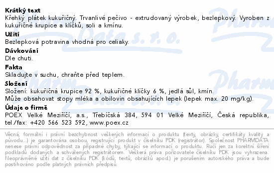POEX Křehký plátek kukuřičný 65g