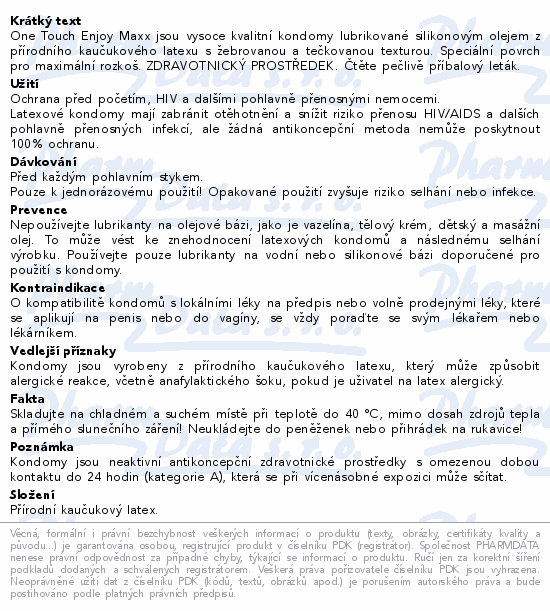 One touch Enjoy Maxx kondomy 3ks