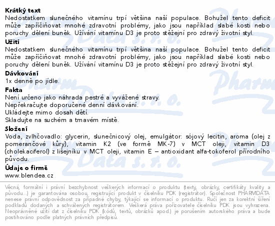 Blendea Liposomal vitamin D3+K2 10ml