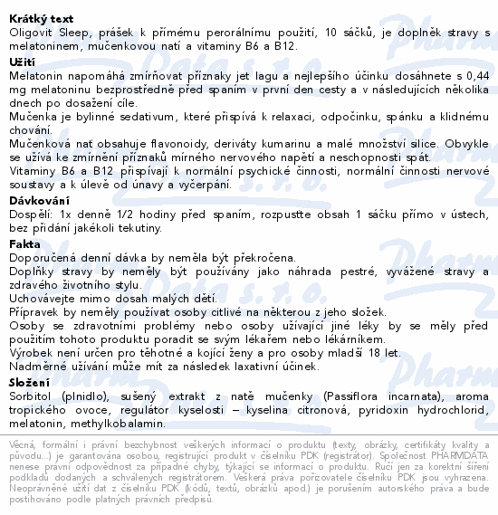 Oligovit Sleep 10x2g Galenika