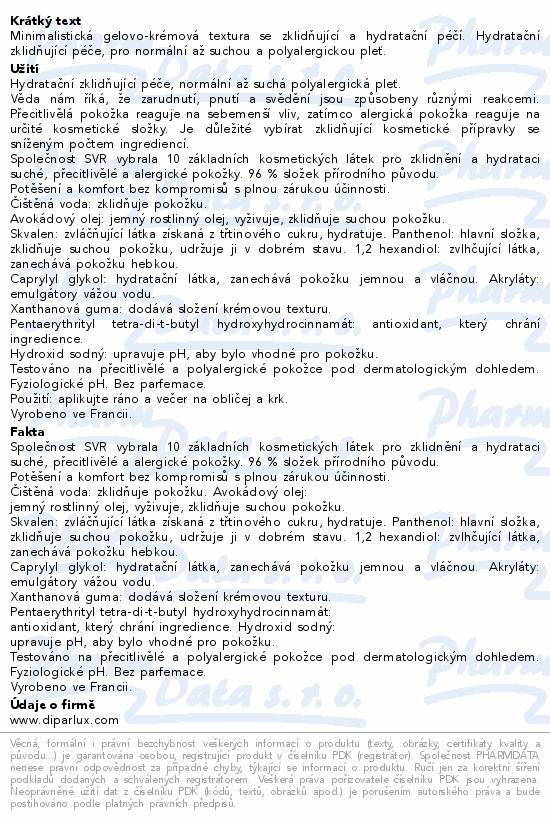 SVR Sensifine Hydra-Creme Hydratační krém 40ml