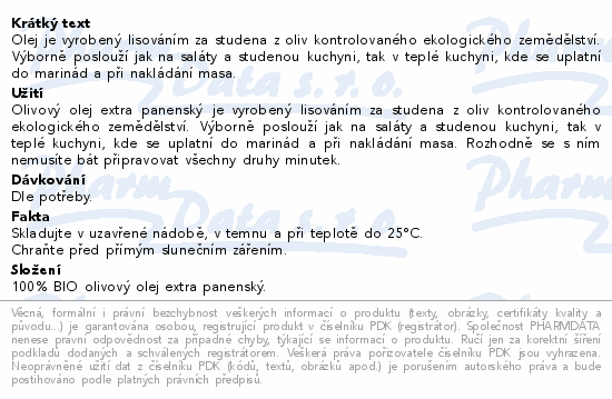 Organis Olivový olej extra panenský BIO 500ml