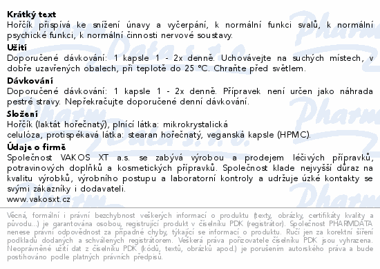 Hořčík optimal cps.100 VAKOS XT