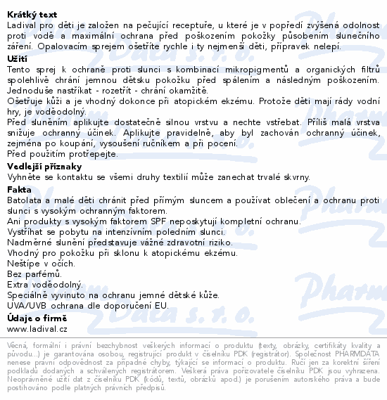 Ladival dětská citlivá pokožka sprej OF50+ 150ml