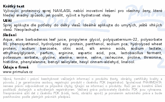 NAVLASIL vyživující proteinový sprej na vl.200ml