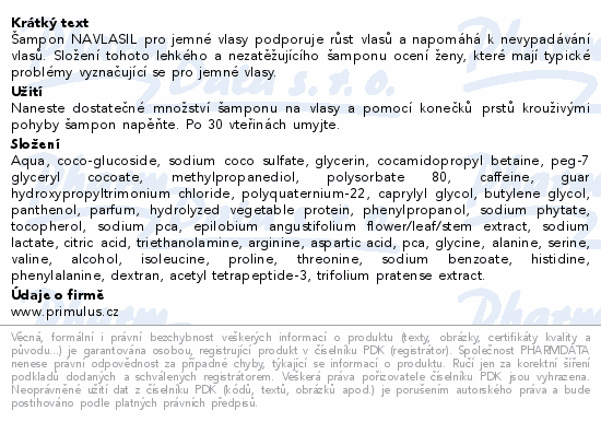 NAVLASIL šampon pro jemné vlasy 250ml