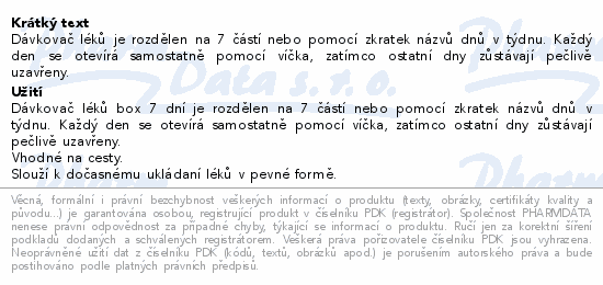 Dávkovač léků 7 dní růžový