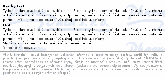 Dávkovač léků 7 dní ráno/poledne/večer