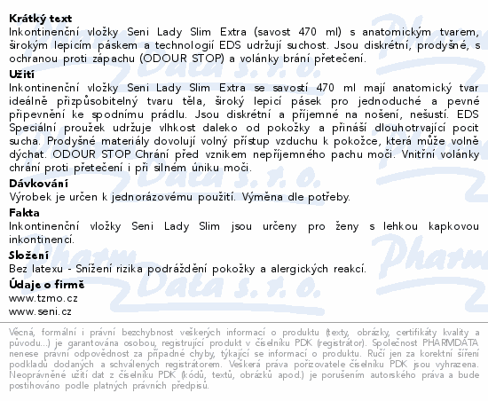 Seni Lady Slim inkon.vložky extra 1+1 2x15ks