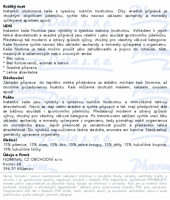 Nomina cereální kaše vícezrnná 300g