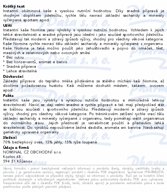 Nomina cereální kaše třízrnná 300g