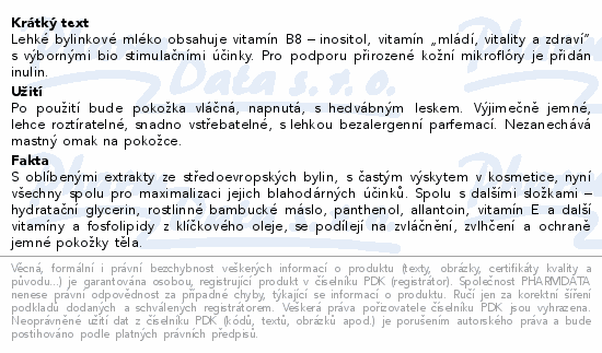 BIO BIONE Bylinný elixír tělové mléko 500ml