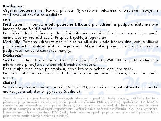 Organis Protein vanilka 210g