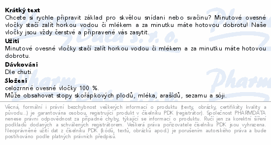 Mixit MINUTE Creamy Oats ovesné vločky 750g