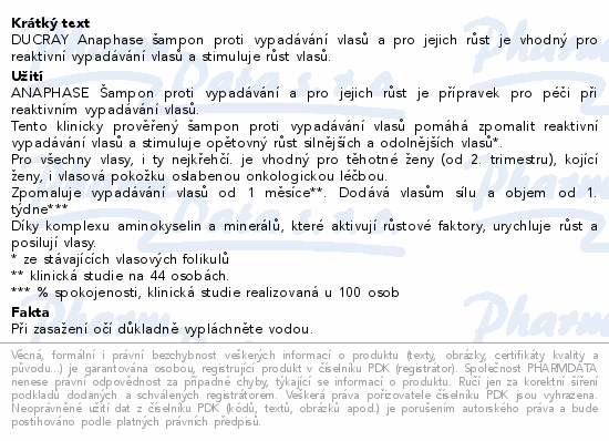 DUCRAY Anaphase šampon-vypadávání vlasů 400ml