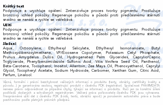 Dermacol Opalovací mléko urychlující SPF20 200ml