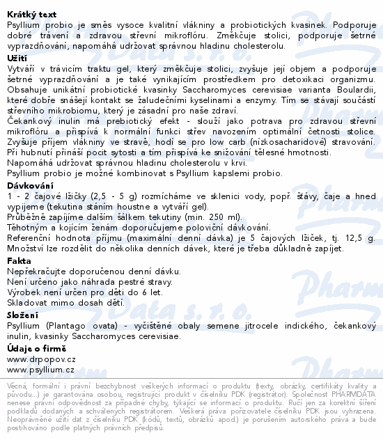 Dr.Popov Psyllium probio 185g