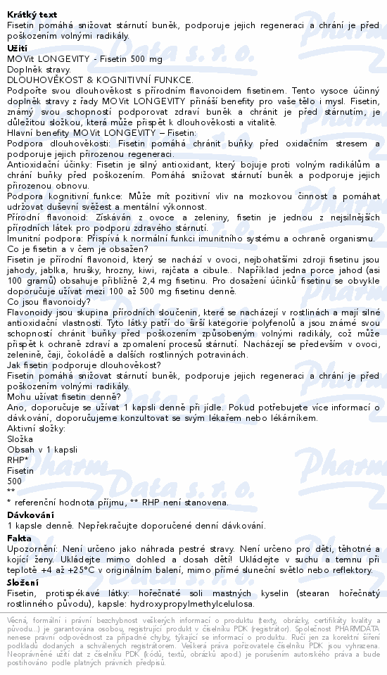 MOVit Longevity FISETIN 500mg cps.60