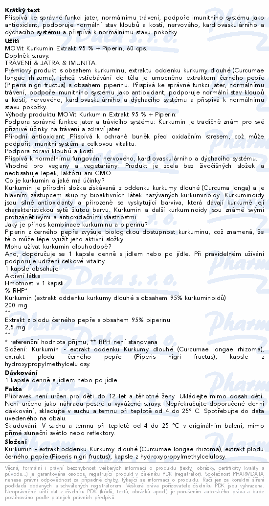 MOVit KURKUMIN 95% + PIPERIN PREMIUM cps.60