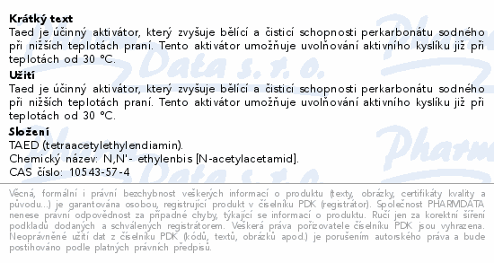 Allnature TAED Aktivátor prekarbonát sodný 1000g