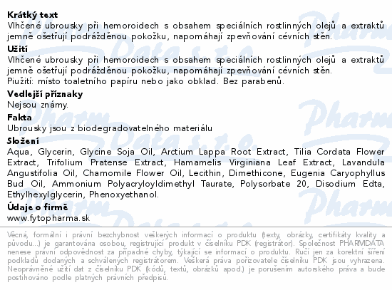 Hemoral vlhč.hyg. ubr.při hemoroidech 40ks Fytoph.