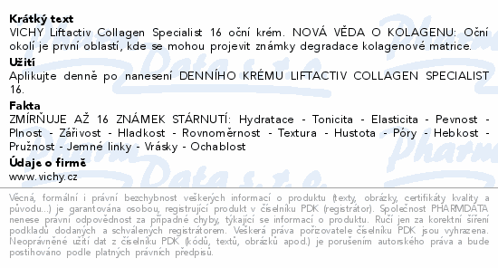 VICHY LIFTACTIV Collagen Specialist 16 oční 15ml