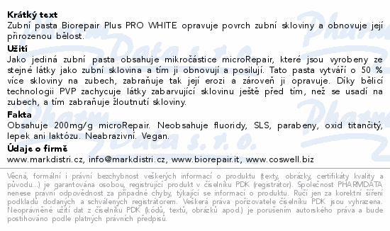 Biorepair Plus Pro White zubní pasta 75ml