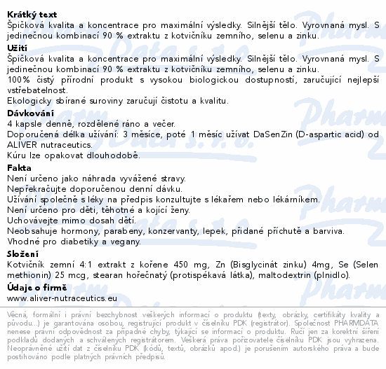 ALIVER Kotvičník zemní+selen+zinek cps.120