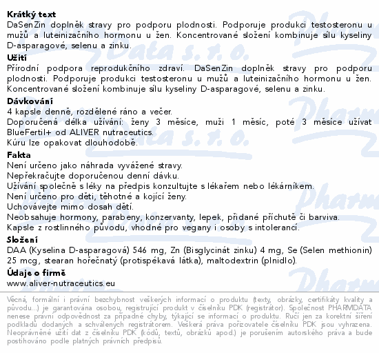 ALIVER Kyselina D-asparagová+selen+zinek cps.120