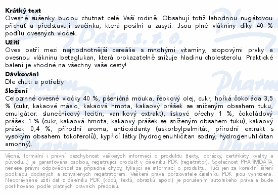 EMCO Mysli Ovesné sušenky nugátové s čokoládou 6ks