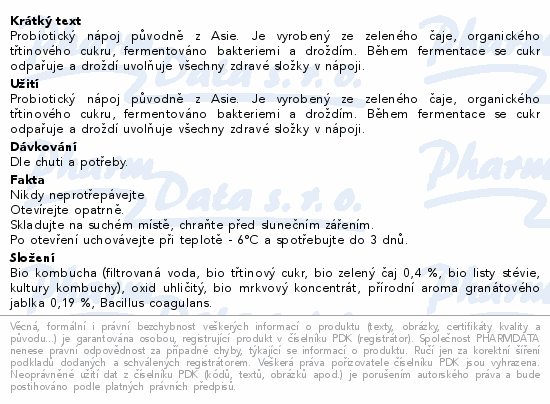 The Gutsy Captain Kombucha granát.jablko BIO 400ml