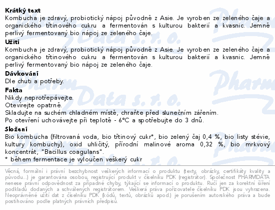 The Gutsy Captain Kombucha malina BIO 1l zero