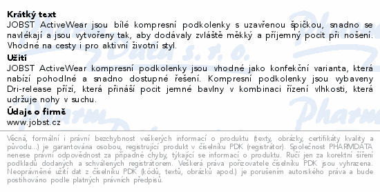 JOBST ActiveWear I.KT pun.lýt.+šp.vel.L bílé
