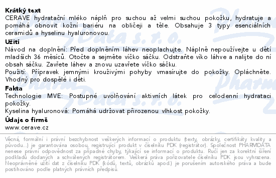 CeraVe Hydratační mléko náplň 473ml