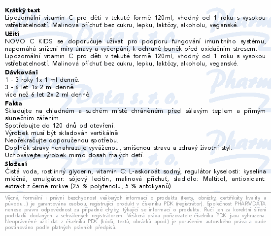 Novo C Kids lipozomální tekutý vit.C 120ml 1r+