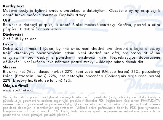 Apotheke FAF UK Močové cesty čaj 20x2g